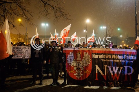  01.03.2016 WARSZAWA <br />MARSZ PAMIECI ZOLNIERZY WYKLETYCH 2016<br /> N/Z CZOLO MARSZU UCZESTNICY<br /> 