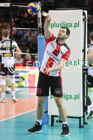  11.03.2016 RZESZOW<br />SIATKOWKA PLUSLIGA 2015/2016 MEN VOLLEYBALL POLAND POLISH PLUS LIGA LEAGUE SEASON 2015/2016<br />MECZ ASSECO RESOVIA RZESZOW - CERRAD CZARNI RADOM<br />N/Z DOMINIK WITCZAK SYLWETKA <br /> 