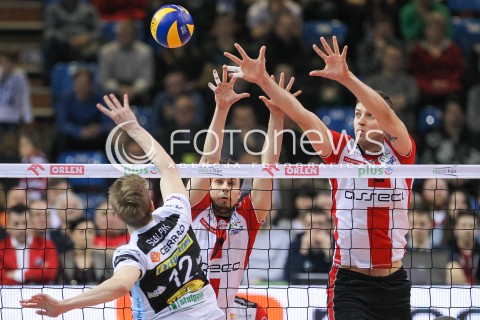  11.03.2016 RZESZOW<br />SIATKOWKA PLUSLIGA 2015/2016 MEN VOLLEYBALL POLAND POLISH PLUS LIGA LEAGUE SEASON 2015/2016<br />MECZ ASSECO RESOVIA RZESZOW - CERRAD CZARNI RADOM<br />N/Z DMYTRO PASHYTSKYY ( PASZYCKI ) FABIAN DRZYZGA BLOK<br /> 