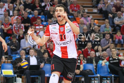  11.03.2016 RZESZOW<br />SIATKOWKA PLUSLIGA 2015/2016 MEN VOLLEYBALL POLAND POLISH PLUS LIGA LEAGUE SEASON 2015/2016<br />MECZ ASSECO RESOVIA RZESZOW - CERRAD CZARNI RADOM<br />N/Z FABIAN DRZYZGA RADOSC EMOCJE SYLWETKA <br /> 