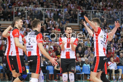  11.03.2016 RZESZOW<br />SIATKOWKA PLUSLIGA 2015/2016 MEN VOLLEYBALL POLAND POLISH PLUS LIGA LEAGUE SEASON 2015/2016<br />MECZ ASSECO RESOVIA RZESZOW - CERRAD CZARNI RADOM<br />N/Z FABIAN DRZYZGA RADOSC EMOCJE THOMAS JAESCHKE DAWID DRYJA <br /> 
