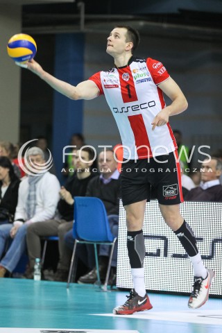  11.03.2016 RZESZOW<br />SIATKOWKA PLUSLIGA 2015/2016 MEN VOLLEYBALL POLAND POLISH PLUS LIGA LEAGUE SEASON 2015/2016<br />MECZ ASSECO RESOVIA RZESZOW - CERRAD CZARNI RADOM<br />N/Z BARTOSZ KUREK SYLWETKA <br /> 