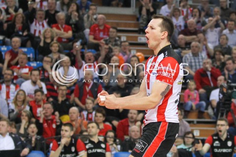  11.03.2016 RZESZOW<br />SIATKOWKA PLUSLIGA 2015/2016 MEN VOLLEYBALL POLAND POLISH PLUS LIGA LEAGUE SEASON 2015/2016<br />MECZ ASSECO RESOVIA RZESZOW - CERRAD CZARNI RADOM<br />N/Z BARTOSZ KUREK RADOSC EMOCJE SYLWETKA <br /> 