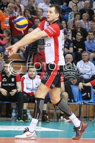  11.03.2016 RZESZOW<br />SIATKOWKA PLUSLIGA 2015/2016 MEN VOLLEYBALL POLAND POLISH PLUS LIGA LEAGUE SEASON 2015/2016<br />MECZ ASSECO RESOVIA RZESZOW - CERRAD CZARNI RADOM<br />N/Z BARTOSZ KUREK SYLWETKA <br /> 