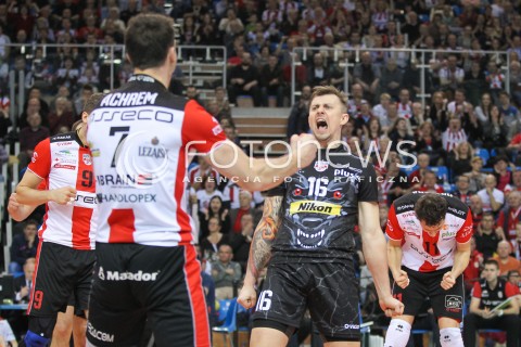  11.03.2016 RZESZOW<br />SIATKOWKA PLUSLIGA 2015/2016 MEN VOLLEYBALL POLAND POLISH PLUS LIGA LEAGUE SEASON 2015/2016<br />MECZ ASSECO RESOVIA RZESZOW - CERRAD CZARNI RADOM<br />N/Z KRZYSZTOF IGNACZAK RADOSC EMOCJE OLIEG ACHREM ( ALEH AKHREM ) <br /> 