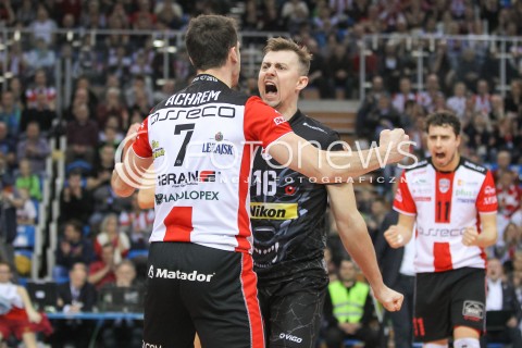  11.03.2016 RZESZOW<br />SIATKOWKA PLUSLIGA 2015/2016 MEN VOLLEYBALL POLAND POLISH PLUS LIGA LEAGUE SEASON 2015/2016<br />MECZ ASSECO RESOVIA RZESZOW - CERRAD CZARNI RADOM<br />N/Z KRZYSZTOF IGNACZAK RADOSC EMOCJE OLIEG ACHREM ( ALEH AKHREM ) FABIAN DRZYZGA <br /> 