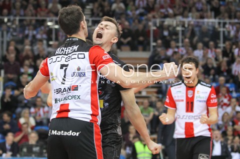  11.03.2016 RZESZOW<br />SIATKOWKA PLUSLIGA 2015/2016 MEN VOLLEYBALL POLAND POLISH PLUS LIGA LEAGUE SEASON 2015/2016<br />MECZ ASSECO RESOVIA RZESZOW - CERRAD CZARNI RADOM<br />N/Z KRZYSZTOF IGNACZAK RADOSC EMOCJE OLIEG ACHREM ( ALEH AKHREM ) FABIAN DRZYZGA <br /> 