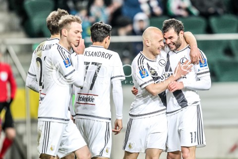  16.03.2016 WARSZAWA PILKA NOZNA <br />FOOTBALL EKSTRAKLASA STADION LEGII<br />MECZ LEGIA WARSZAWA - ZAWISZA BYDGOSZCZ<br />N/Z RADOSC LEGII PO STRZELONEJ BRAMCE BRAMKA GOL<br /> 