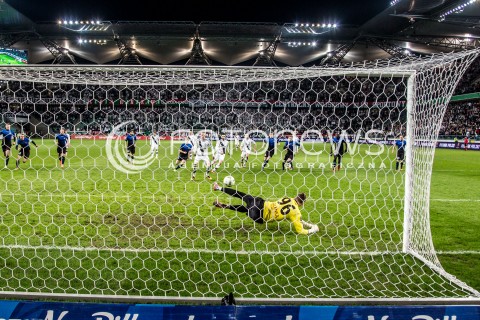  16.03.2016 WARSZAWA PILKA NOZNA <br />FOOTBALL PUCHAR POLSKI STADION LEGII<br />MECZ LEGIA WARSZAWA - ZAWISZA BYDGOSZCZ<br />N/Z STRZAL GOL NA BRAMKE ZAWISZA BYDGOSZCZ OBRONIONY KARNY<br /> 