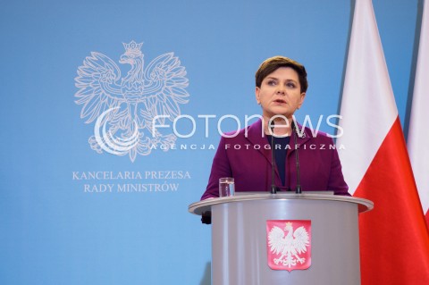  22.03.2016 WARSZAWA<br /> POSIEDZENIE RZADOWEGO CENTRUM BEZPIECZENSTWA W SPRAWIE ZAMACHOW W BRUKSELI<br />OSWIADCZENIE DLA MEDIOW<br />N/Z PREMIER BEATA SZYDLO<br /> 