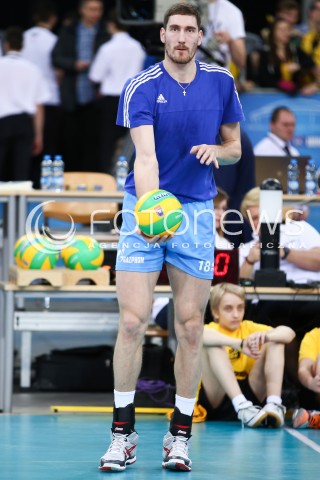  24.03.2016 LODZ POLAND<br />
SIATKOWKA LIGA MISTRZOW MEN CEV VOLLEYBALL CHAMPIONS LEAGUE 2015/2016<br />
MATCH PGE SKRA BELCHATOW - ZENIT KAZAN<br />
N/Z MAXIM MIKHAILOV SYLWETKA<br />
 