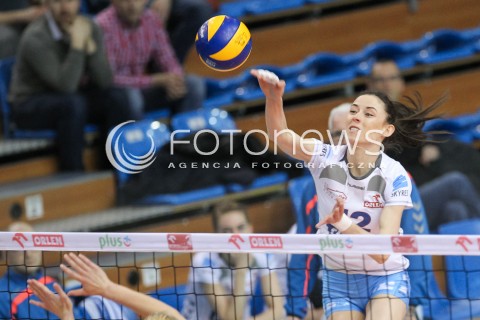  24.03.2016 RZESZOW<br />SIATKOWKA ORLEN LIGA 2015/2016 WOMEN VOLLEYBALL POLAND POLISH ORLENLIGA LEAGUE SEASON 2015/2016<br />MECZ O 9. MIEJSCE<br />MECZ DEVELOPRES SKYRES RZESZOW - KS PALAC BYDGOSZCZ <br />N/Z MAGDA JAGODZINSKA SYLWETKA ATAK<br /> 