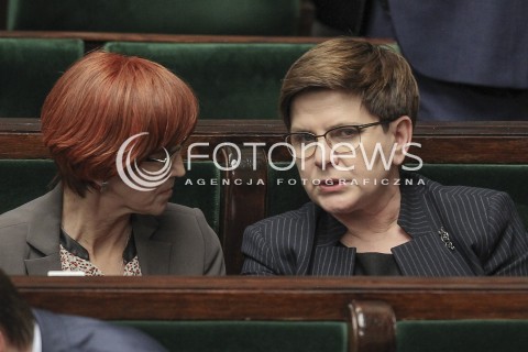  31.03.2016 WARSZAWA SEJM<br />POSIEDZENIE SEJMU RP<br />N/Z PREMIER BEATA SZYDLO ELZBIETA RAFALSKA<br /> 
