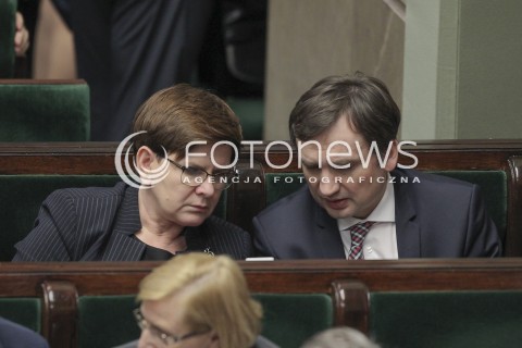  31.03.2016 WARSZAWA SEJM<br />POSIEDZENIE SEJMU RP<br />N/Z PREMIER BEATA SZYDLO ZBIGNIEW ZIOBRO<br /> 