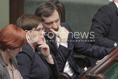  31.03.2016 WARSZAWA SEJM<br />POSIEDZENIE SEJMU RP<br />N/Z PREMIER BEATA SZYDLO ZBIGNIEW ZIOBRO<br /> 