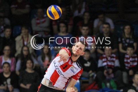  31.03.2016 RZESZOW<br />SIATKOWKA PLUSLIGA 2015/2016 MEN VOLLEYBALL POLAND POLISH PLUS LIGA LEAGUE SEASON 2015/2016<br />MECZ ASSECO RESOVIA RZESZOW - MKS BEDZIN <br />N/Z BARTOSZ KUREK SYLWETKA ZAGRYWKA<br /> 