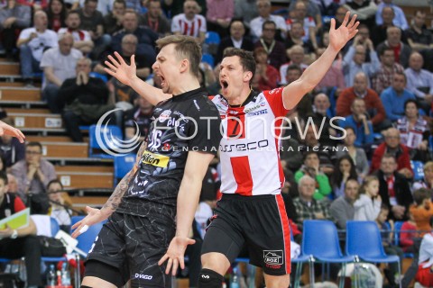  31.03.2016 RZESZOW<br />SIATKOWKA PLUSLIGA 2015/2016 MEN VOLLEYBALL POLAND POLISH PLUS LIGA LEAGUE SEASON 2015/2016<br />MECZ ASSECO RESOVIA RZESZOW - MKS BEDZIN <br />N/Z KRZYSZTOF IGNACZAK OLIEG ACHREM ( ALEH AKHREM ) RADOSC EMOCJE <br /> 