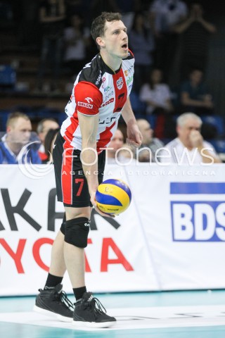  31.03.2016 RZESZOW<br />SIATKOWKA PLUSLIGA 2015/2016 MEN VOLLEYBALL POLAND POLISH PLUS LIGA LEAGUE SEASON 2015/2016<br />MECZ ASSECO RESOVIA RZESZOW - MKS BEDZIN <br />N/Z OLIEG ACHREM ( ALEH AKHREM ) SYLWETKA <br /> 