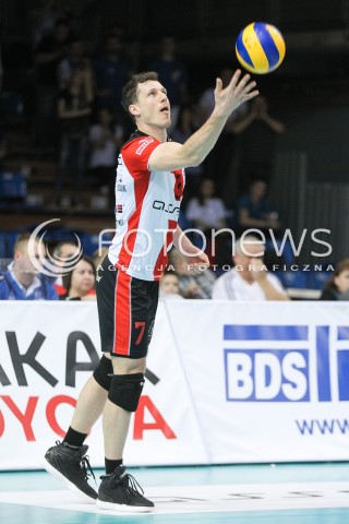  31.03.2016 RZESZOW<br />SIATKOWKA PLUSLIGA 2015/2016 MEN VOLLEYBALL POLAND POLISH PLUS LIGA LEAGUE SEASON 2015/2016<br />MECZ ASSECO RESOVIA RZESZOW - MKS BEDZIN <br />N/Z OLIEG ACHREM ( ALEH AKHREM ) SYLWETKA <br /> 