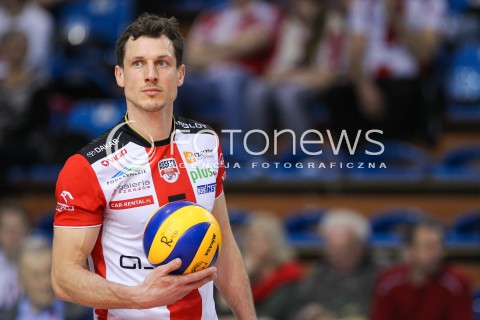  31.03.2016 RZESZOW<br />SIATKOWKA PLUSLIGA 2015/2016 MEN VOLLEYBALL POLAND POLISH PLUS LIGA LEAGUE SEASON 2015/2016<br />MECZ ASSECO RESOVIA RZESZOW - MKS BEDZIN <br />N/Z OLIEG ACHREM ( ALEH AKHREM ) SYLWETKA <br /> 
