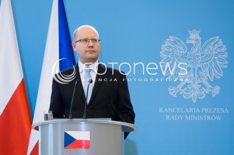  08.04.2016 WARSZAWA<br /> MIEDZYRZADOWE KONSULTACJE POLSKO-CZESKIE<br /> KONFERENCJA PO SPOTKANIACH PREMIEROW<br /> N/Z PREMIER CZECH BOHUSLAV SOBOTKA<br />  