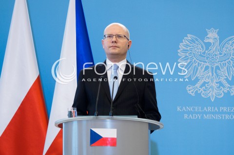  08.04.2016 WARSZAWA<br /> MIEDZYRZADOWE KONSULTACJE POLSKO-CZESKIE<br /> KONFERENCJA PO SPOTKANIACH PREMIEROW<br /> N/Z PREMIER CZECH BOHUSLAV SOBOTKA<br />  