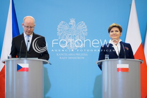  08.04.2016 WARSZAWA<br /> MIEDZYRZADOWE KONSULTACJE POLSKO-CZESKIE<br /> KONFERENCJA PO SPOTKANIACH PREMIEROW<br /> N/Z PREMIER BEATA SZYDLO I PREMIER CZECH BOHUSLAV SOBOTKA<br />  