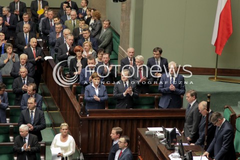  13.04.2016 WARSZAWA SEJM<br />POSIEDZENIE SEJMU RP<br />N/Z POSLOWIE SALA OBRAD PREMIER BEATA SZYDLO PIOTR GLINSKI<br /> 