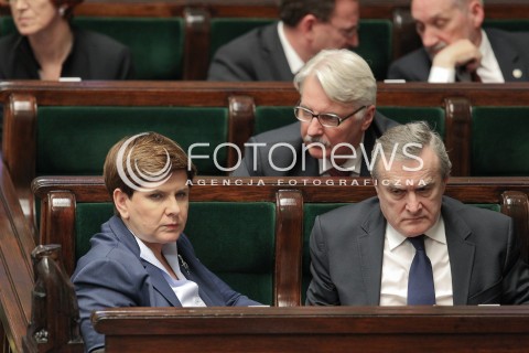  13.04.2016 WARSZAWA SEJM<br />POSIEDZENIE SEJMU RP<br />N/Z PIOTR GLINSKI PREMIER BEATA SZYDLO WITOLD WASZCZYKOWSKI<br /> 