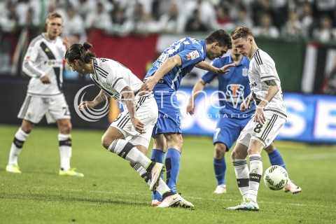  15.04.2016 WARSZAWA PILKA NOZNA <br />FOOTBALL EKSTRAKLASA STADION LEGII<br />MECZ LEGIA WARSZAWA - LECH POZNAN<br />N/Z ALEKSANDAR PRIJOVIC MARCIN KAMINSKI<br /> 