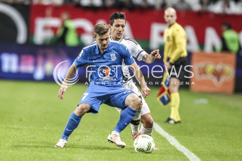  15.04.2016 WARSZAWA PILKA NOZNA <br />FOOTBALL EKSTRAKLASA STADION LEGII<br />MECZ LEGIA WARSZAWA - LECH POZNAN<br />N/Z MIHAIL ALEKSANDROV KAROL LINETTY<br /> 
