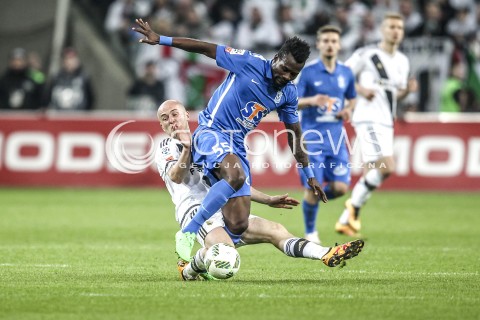  15.04.2016 WARSZAWA PILKA NOZNA <br />FOOTBALL EKSTRAKLASA STADION LEGII<br />MECZ LEGIA WARSZAWA - LECH POZNAN<br />N/Z MICHAL PAZDAN ABDUL TETTEH<br /> 