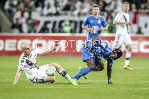  15.04.2016 WARSZAWA PILKA NOZNA <br />FOOTBALL EKSTRAKLASA STADION LEGII<br />MECZ LEGIA WARSZAWA - LECH POZNAN<br />N/Z MICHAL PAZDAN ABDUL TETTEH<br /> 