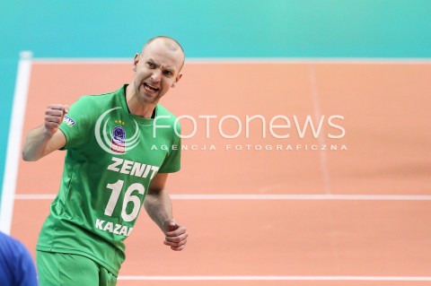  16.04.2016 KRAKOW <br />SIATKOWKA MEZCZYZN LIGA MISTRZOW FINAL FOUR 2016 CHAMPIONS LEAGUE <br />2016 CEV DenizBank Volleyball Men Champions League Final Four season 2015/2016<br />MECZ POLFINALOWY Semifinal match <br />MECZ ASSECO RESOVIA RZESZOW - ZENIT KAZAN <br />N/Z ALEXEY VERBOV RADOSC EMOCJE SYLWETKA <br /> 