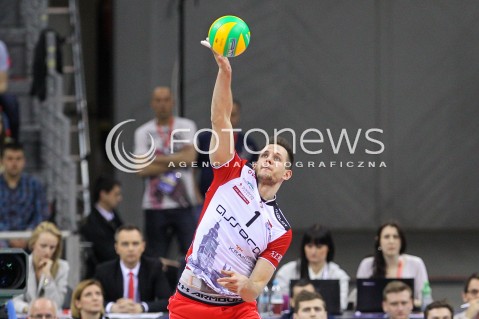  16.04.2016 KRAKOW <br />SIATKOWKA MEZCZYZN LIGA MISTRZOW FINAL FOUR 2016 CHAMPIONS LEAGUE <br />2016 CEV DenizBank Volleyball Men Champions League Final Four season 2015/2016<br />MECZ POLFINALOWY Semifinal match <br />MECZ ASSECO RESOVIA RZESZOW - ZENIT KAZAN <br />N/Z BARTOSZ KUREK SYLWETKA ATAK<br /> 