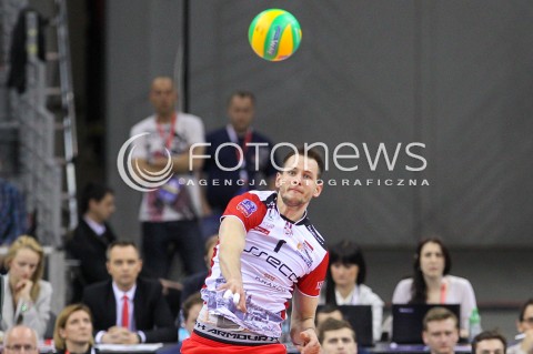  16.04.2016 KRAKOW <br />SIATKOWKA MEZCZYZN LIGA MISTRZOW FINAL FOUR 2016 CHAMPIONS LEAGUE <br />2016 CEV DenizBank Volleyball Men Champions League Final Four season 2015/2016<br />MECZ POLFINALOWY Semifinal match <br />MECZ ASSECO RESOVIA RZESZOW - ZENIT KAZAN <br />N/Z BARTOSZ KUREK SYLWETKA ZAGRYWKA ATAK<br /> 