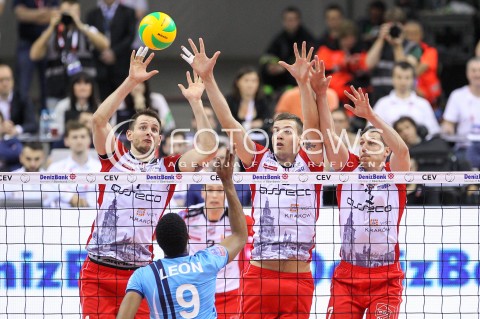  16.04.2016 KRAKOW <br />SIATKOWKA MEZCZYZN LIGA MISTRZOW FINAL FOUR 2016 CHAMPIONS LEAGUE <br />2016 CEV DenizBank Volleyball Men Champions League Final Four season 2015/2016<br />MECZ POLFINALOWY Semifinal match <br />MECZ ASSECO RESOVIA RZESZOW - ZENIT KAZAN <br />N/Z BARTOSZ KUREK DMYTRO PASHYTSKYY ( PASZYCKI ) OLIEG ACHREM ( ALEH AKHREM ) BLOK WILFREDO LEON VENERO <br /> 