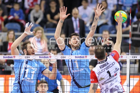  16.04.2016 KRAKOW <br />SIATKOWKA MEZCZYZN LIGA MISTRZOW FINAL FOUR 2016 CHAMPIONS LEAGUE <br />2016 CEV DenizBank Volleyball Men Champions League Final Four season 2015/2016<br />MECZ POLFINALOWY Semifinal match <br />MECZ ASSECO RESOVIA RZESZOW - ZENIT KAZAN <br />N/Z ANDREY ASHCHEV MATTHEW ANDERSON BLOK<br /> 