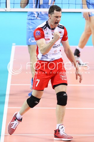  16.04.2016 KRAKOW <br />SIATKOWKA MEZCZYZN LIGA MISTRZOW FINAL FOUR 2016 CHAMPIONS LEAGUE <br />2016 CEV DenizBank Volleyball Men Champions League Final Four season 2015/2016<br />MECZ POLFINALOWY Semifinal match <br />MECZ ASSECO RESOVIA RZESZOW - ZENIT KAZAN <br />N/Z OLIEG ACHREM ( ALEH AKHREM ) RADOSC EMOCJE SYLWETKA <br /> 