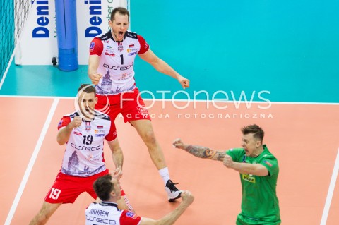  16.04.2016 KRAKOW <br />SIATKOWKA MEZCZYZN LIGA MISTRZOW FINAL FOUR 2016 CHAMPIONS LEAGUE <br />2016 CEV DenizBank Volleyball Men Champions League Final Four season 2015/2016<br />MECZ POLFINALOWY Semifinal match <br />MECZ ASSECO RESOVIA RZESZOW - ZENIT KAZAN <br />N/Z RUSSELL HOLMES BARTOSZ KUREK KRZYSZTOF IGNACZAK RADOSC EMOCJE <br /> 