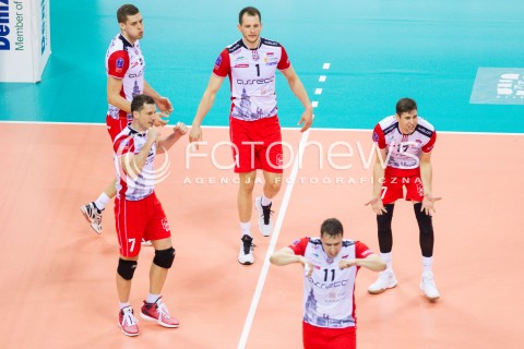  16.04.2016 KRAKOW <br />SIATKOWKA MEZCZYZN LIGA MISTRZOW FINAL FOUR 2016 CHAMPIONS LEAGUE <br />2016 CEV DenizBank Volleyball Men Champions League Final Four season 2015/2016<br />MECZ POLFINALOWY Semifinal match <br />MECZ ASSECO RESOVIA RZESZOW - ZENIT KAZAN <br />N/Z BARTOSZ KUREK FABIAN DRZYZGA NIKOLAY PENCHEV ( NIKOLAJ PENCZEW ) FABIAN DRZYZGA RADOSC EMOCJE OLIEG ACHREM ( ALEH AKHREM ) <br /> 