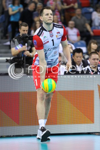  16.04.2016 KRAKOW <br />SIATKOWKA MEZCZYZN LIGA MISTRZOW FINAL FOUR 2016 CHAMPIONS LEAGUE <br />2016 CEV DenizBank Volleyball Men Champions League Final Four season 2015/2016<br />MECZ POLFINALOWY Semifinal match <br />MECZ ASSECO RESOVIA RZESZOW - ZENIT KAZAN <br />N/Z BARTOSZ KUREK SYLWETKA <br /> 