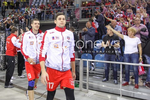  16.04.2016 KRAKOW <br />SIATKOWKA MEZCZYZN LIGA MISTRZOW FINAL FOUR 2016 CHAMPIONS LEAGUE <br />2016 CEV DenizBank Volleyball Men Champions League Final Four season 2015/2016<br />MECZ POLFINALOWY Semifinal match <br />MECZ ASSECO RESOVIA RZESZOW - ZENIT KAZAN <br />N/Z NIKOLAY PENCHEV ( NIKOLAJ PENCZEW ) DMYTRO PASHYTSKYY ( PASZYCKI ) <br /> 