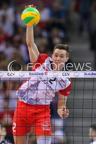  16.04.2016 KRAKOW <br />SIATKOWKA MEZCZYZN LIGA MISTRZOW FINAL FOUR 2016 CHAMPIONS LEAGUE <br />2016 CEV DenizBank Volleyball Men Champions League Final Four season 2015/2016<br />MECZ POLFINALOWY Semifinal match <br />MECZ ASSECO RESOVIA RZESZOW - ZENIT KAZAN <br />N/Z THOMAS JAESCHKE SYLWETKA ATAK<br /> 