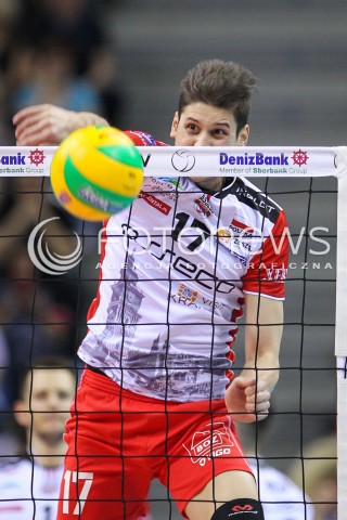  16.04.2016 KRAKOW <br />SIATKOWKA MEZCZYZN LIGA MISTRZOW FINAL FOUR 2016 CHAMPIONS LEAGUE <br />2016 CEV DenizBank Volleyball Men Champions League Final Four season 2015/2016<br />MECZ POLFINALOWY Semifinal match <br />MECZ ASSECO RESOVIA RZESZOW - ZENIT KAZAN <br />N/Z NIKOLAY PENCHEV ( NIKOLAJ PENCZEW ) SYLWETKA ATAK<br /> 