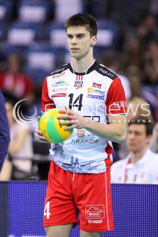 16.04.2016 KRAKOW <br />SIATKOWKA MEZCZYZN LIGA MISTRZOW FINAL FOUR 2016 CHAMPIONS LEAGUE <br />2016 CEV DenizBank Volleyball Men Champions League Final Four season 2015/2016<br />MECZ POLFINALOWY Semifinal match <br />MECZ ASSECO RESOVIA RZESZOW - ZENIT KAZAN <br />N/Z ALEKSANDER SLIWKA SYLWETKA <br /> 