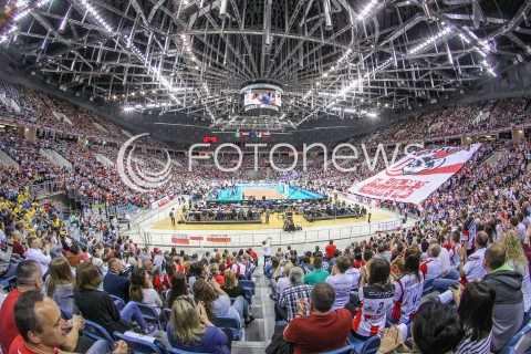  16.04.2016 KRAKOW <br />SIATKOWKA MEZCZYZN LIGA MISTRZOW FINAL FOUR 2016 CHAMPIONS LEAGUE <br />2016 CEV DenizBank Volleyball Men Champions League Final Four season 2015/2016<br />MECZ POLFINALOWY Semifinal match <br />MECZ ASSECO RESOVIA RZESZOW - ZENIT KAZAN <br />N/Z KRAKOW TAURON ARENA PANORAMA WIDOK VIEW KIBICE TRYBUNA TRYBUNY BOISKO SEKTOROWKA<br /> 