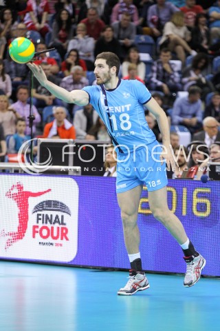  16.04.2016 KRAKOW <br />SIATKOWKA MEZCZYZN LIGA MISTRZOW FINAL FOUR 2016 CHAMPIONS LEAGUE <br />2016 CEV DenizBank Volleyball Men Champions League Final Four season 2015/2016<br />MECZ POLFINALOWY Semifinal match <br />MECZ ASSECO RESOVIA RZESZOW - ZENIT KAZAN <br />N/Z MAXIM MIKHAILOV SYLWETKA <br /> 