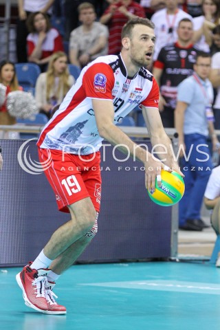  16.04.2016 KRAKOW <br />SIATKOWKA MEZCZYZN LIGA MISTRZOW FINAL FOUR 2016 CHAMPIONS LEAGUE <br />2016 CEV DenizBank Volleyball Men Champions League Final Four season 2015/2016<br />MECZ POLFINALOWY Semifinal match <br />MECZ ASSECO RESOVIA RZESZOW - ZENIT KAZAN <br />N/Z RUSSELL HOLMES SYLWETKA <br /> 