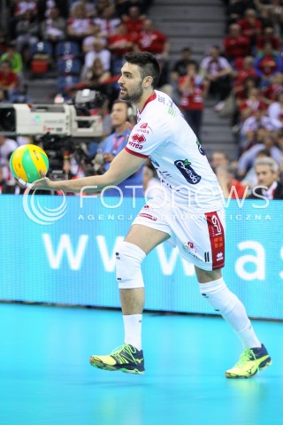  16.04.2016 KRAKOW <br />SIATKOWKA MEZCZYZN LIGA MISTRZOW FINAL FOUR 2016 CHAMPIONS LEAGUE <br />2016 CEV DenizBank Volleyball Men Champions League Final Four season 2015/2016<br />MECZ POLFINALOWY Semifinal match <br />MECZ TRENTINO DIATEC - CUCINE LUBE CIVITANOVA <br />N/Z MICAH CHRISTENSON SYLWETKA <br /> 